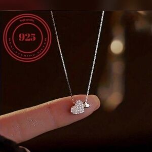 ✨ 925 Sterling Silver Heart Pendant Necklace, Simple Clavicle Necklace For Women